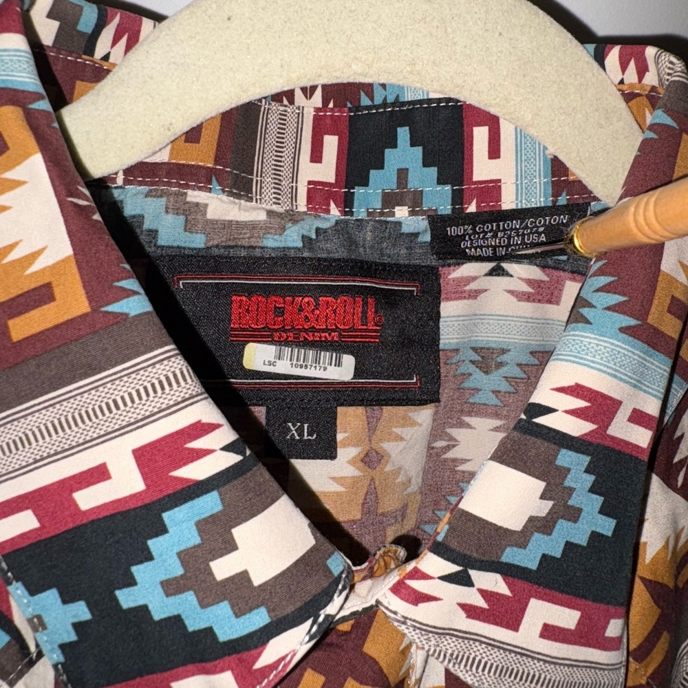 Rock & Roll Denim Aztec Print Shirt